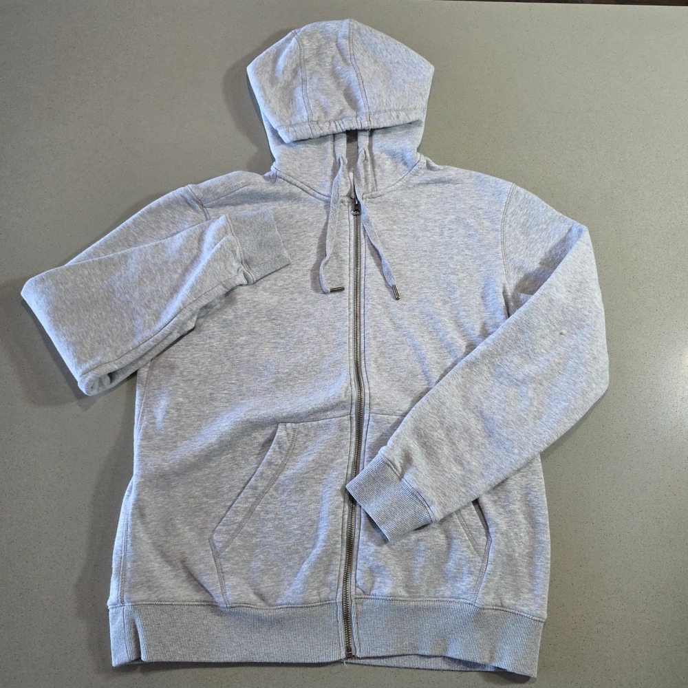 M4 Full Zip Fleece Hoodie Heather Gray Mens Size Medium YKK Zipper Casual